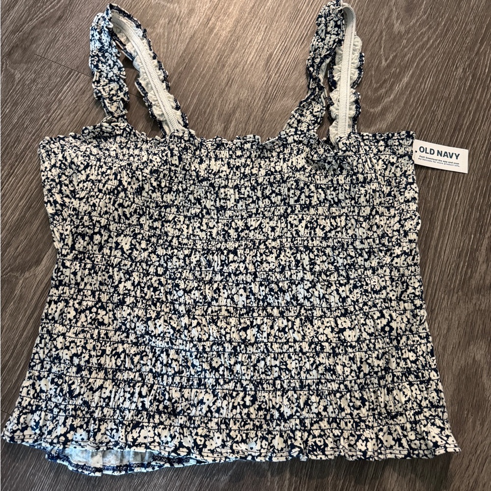 Smocked Stretchy Floral Tank Top